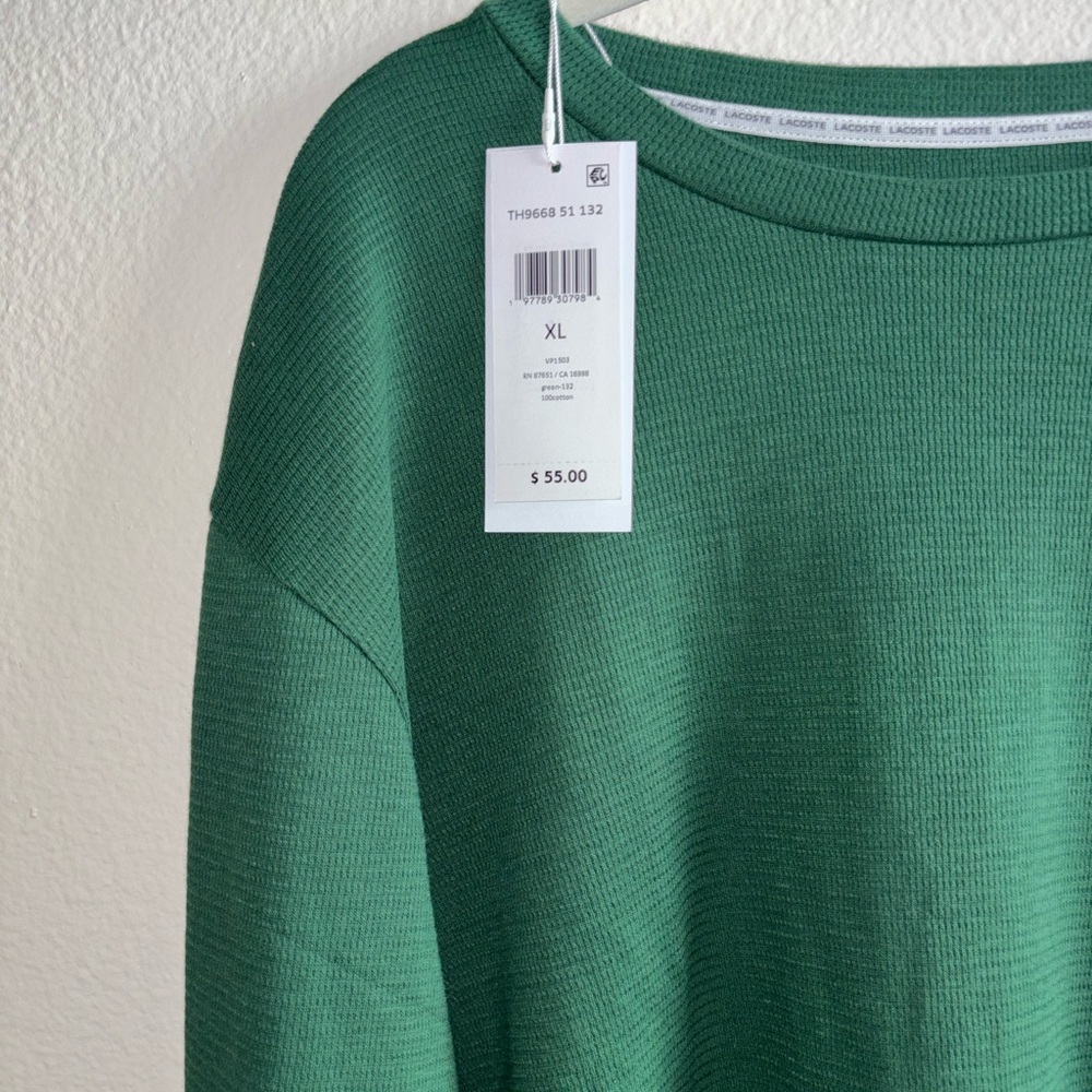 Lacoste Green Crewneck sleepwear XL NWT - Picture 3 of 5
